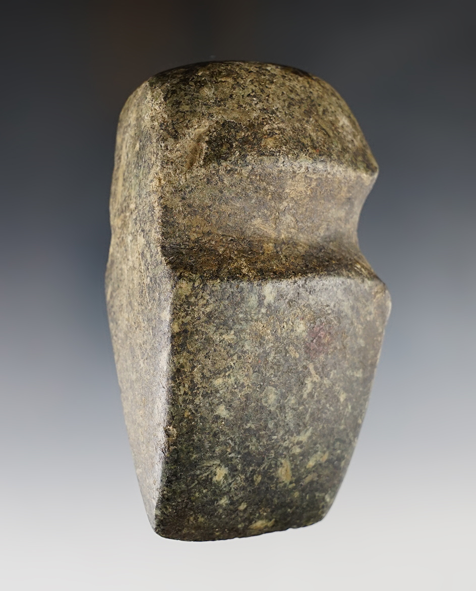 4" long 3/4 Groove Axe made from Hardstone. Found near Long Lake, Schuyler Co., Illinois. 