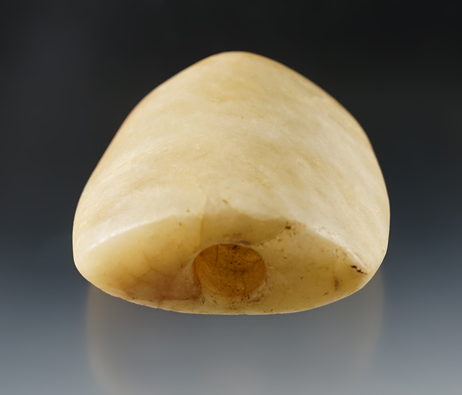 2 1/8" x 2 1/4" D-Bannerstone made from mottled white Quartz. Found in Schuyler Co., Illinois. 