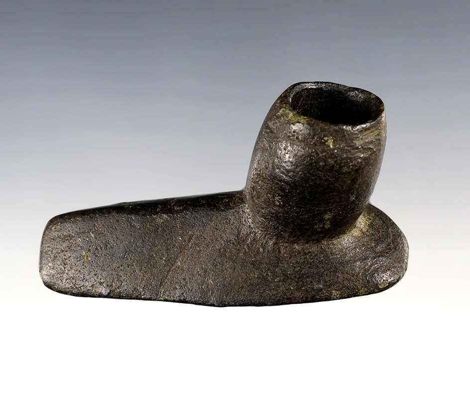 3 5/16" long Intrusive Mound Platform Pipe made from Steatite, found in Eastern Tennessee. 