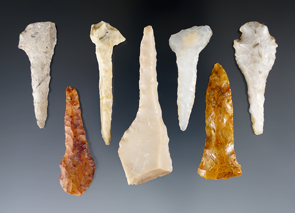 Excellent set of 7 assorted Drills found in New Mexico. Largest is 2 1/2".