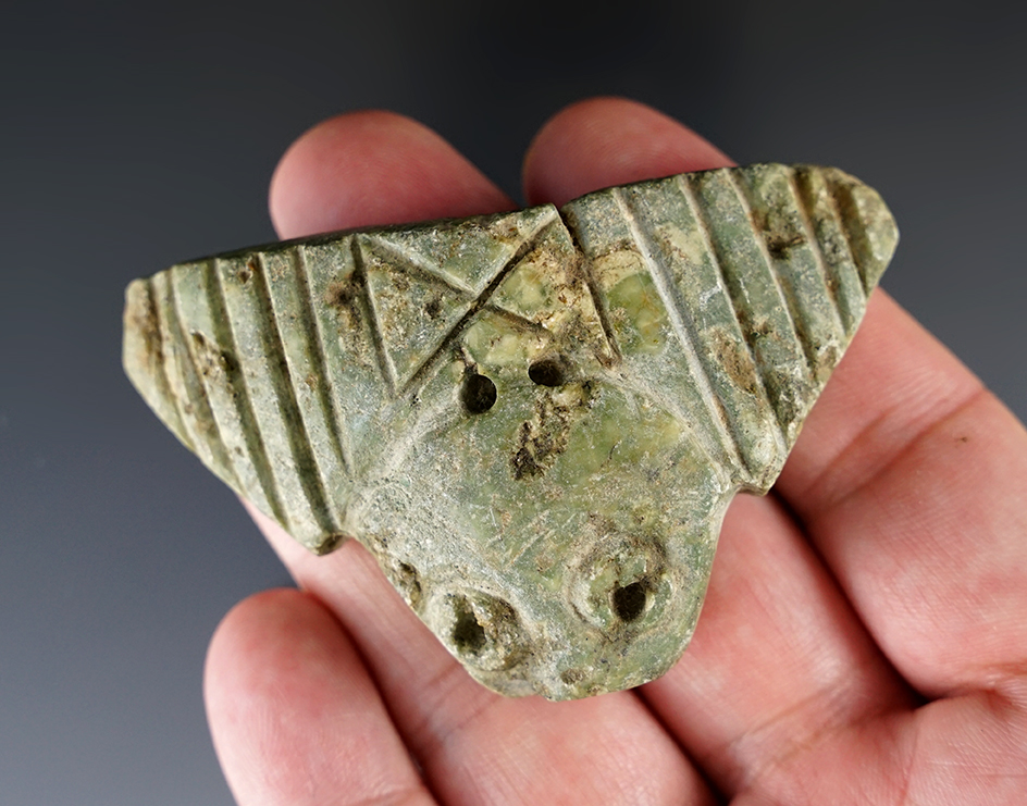 2 15/16" pre-Columbian bat effigy pendant that is drilled for suspension found in Mexico.