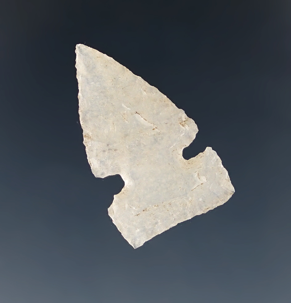 Very thin and well flaked 1 1/16" Sidenotch arrow point - translucent agate - found in New Mexico.