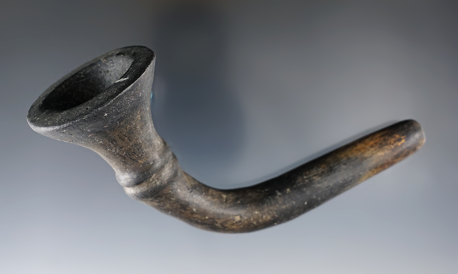 5 1/4" Iroquois clay Trumpet Pipe that is heavily restored but still makes an excellent display item