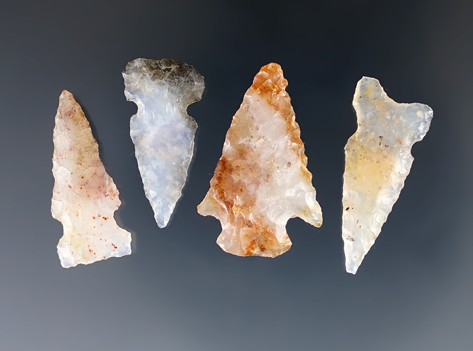 Set of 4 nice assorted New Mexico Arrowheads. Largest is 1 1/16".