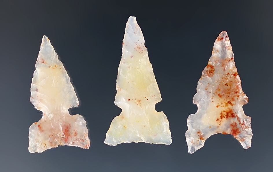 Exceptional! Set of three Side Notched Arrow Points found in New Mexico. Largest is 1".