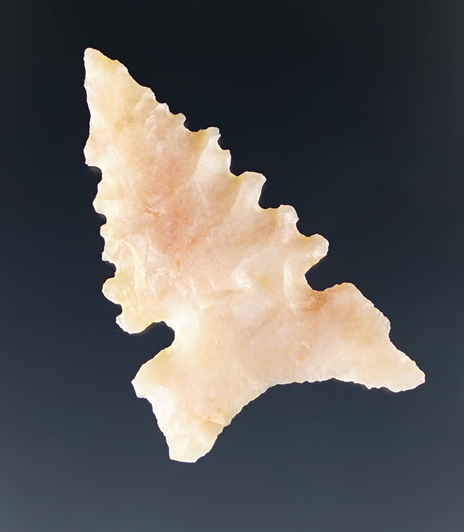 Excellent edge serrations on this 1 5/16" Sidenotch arrow point found in New Mexico.