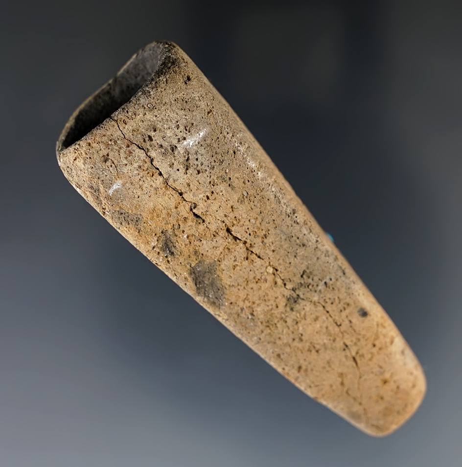 2 7/16" Square sided pottery tube pipe in very nice condition, found in New Mexico.