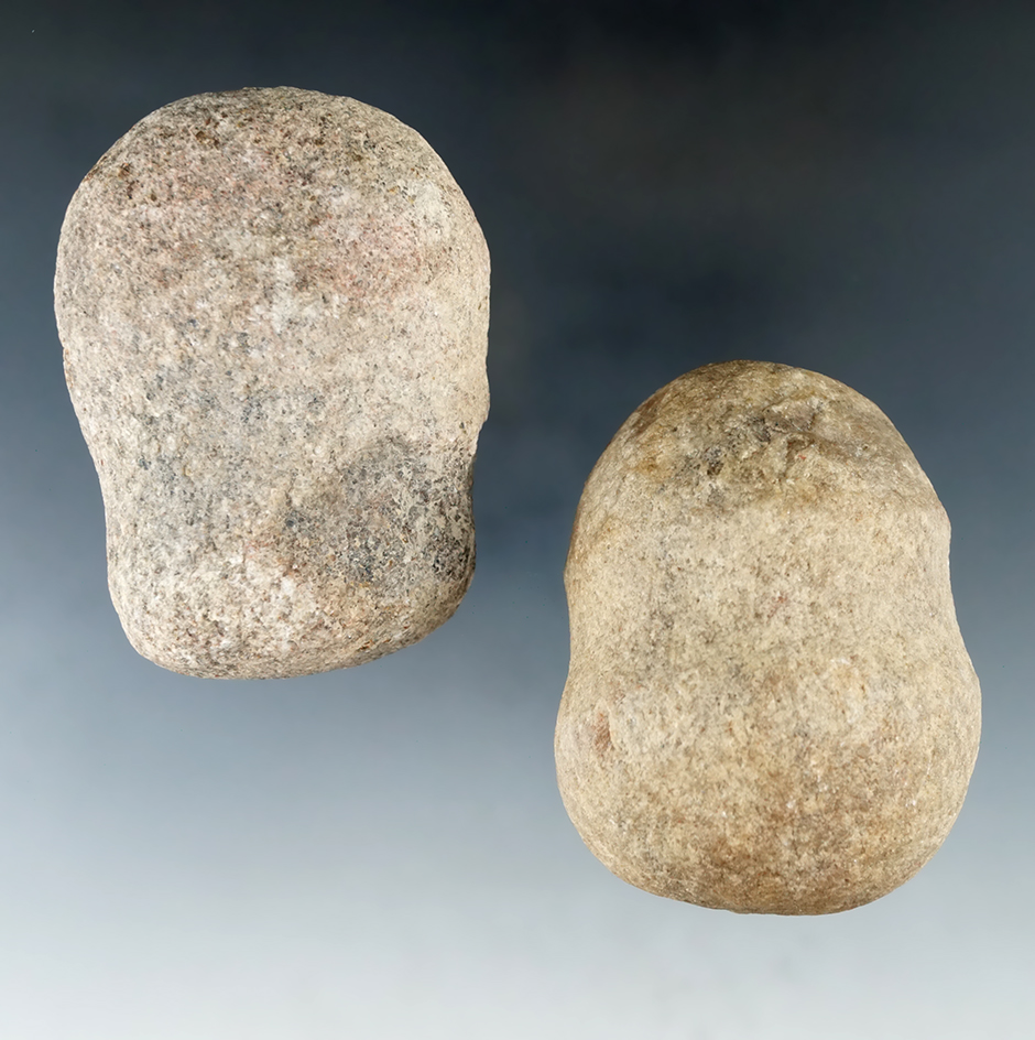 Pair of Grooved Hammerstones found in Ohio, largest is 3".