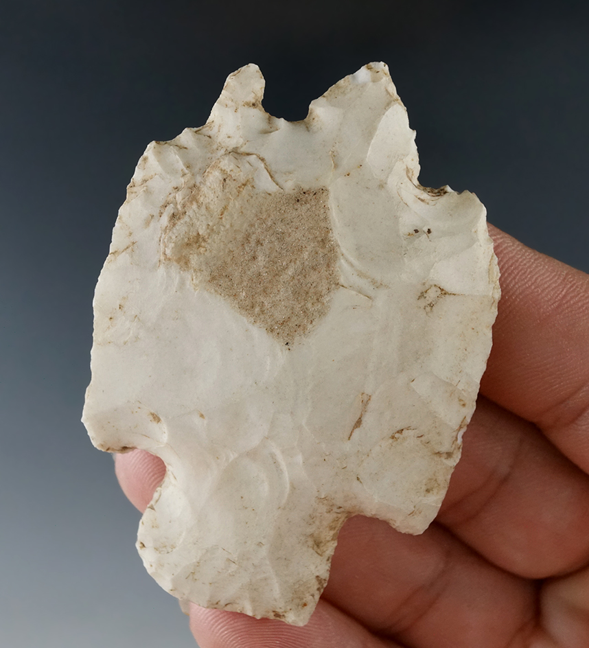 Very unique 2 1/2" perforator/punch made from Burlington chert found in Missouri.