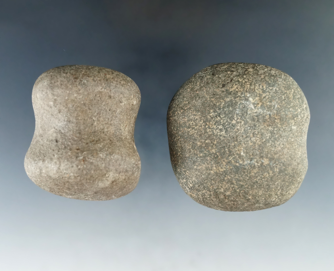 Pair of grooved hammerstones found in Illinois. Largest is 2 1/2".