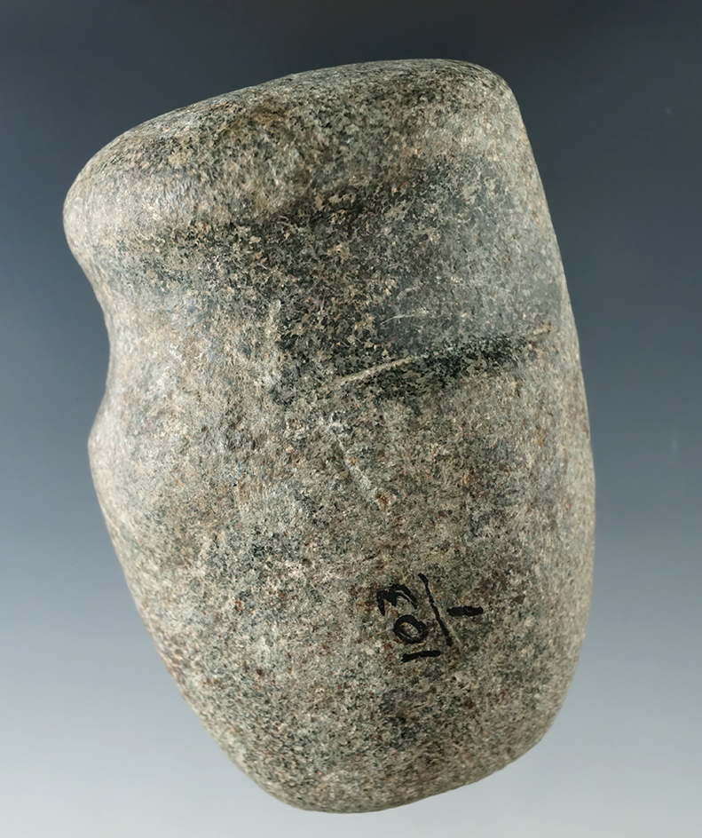 3 3/16" long 3/4 grooved Hardstone Hammerstone that is nicely shaped found in Ohio