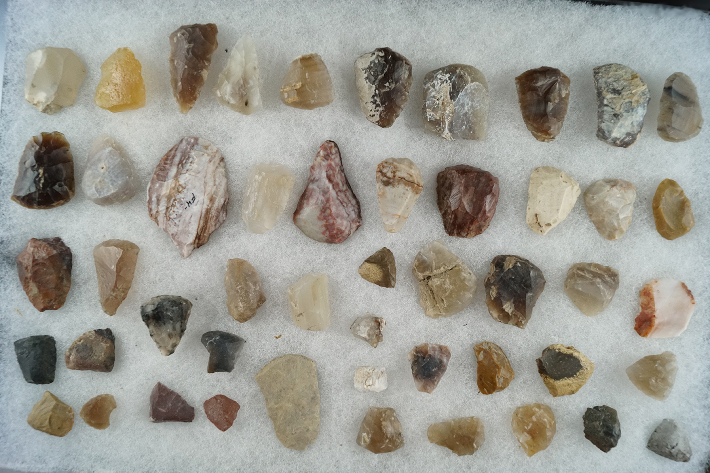 Large group of Kansas area scrapers, several are Alibates Flint. Largest is 2".