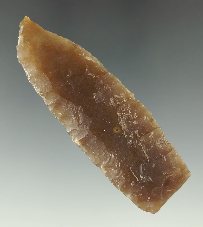 2 9/16" Knife made from Knife River Flint found near Fargo, South Dakota.