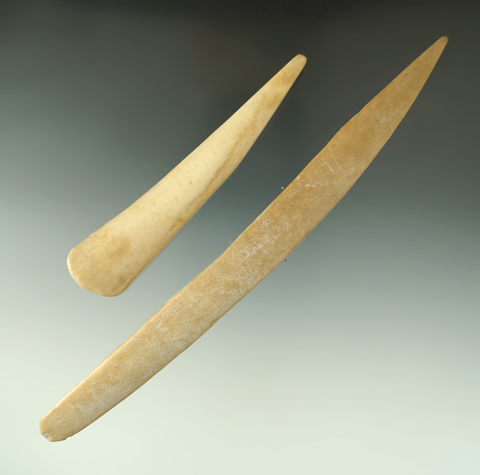 Pair of well made Bone Awls found in South Dakota, largest is 7 1/2".