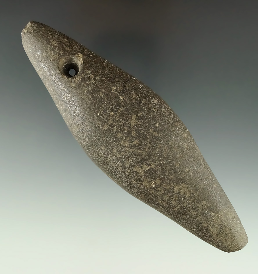 4 7/8" Drilled Charm Stone found in Coalinga, California. One end is nicked.