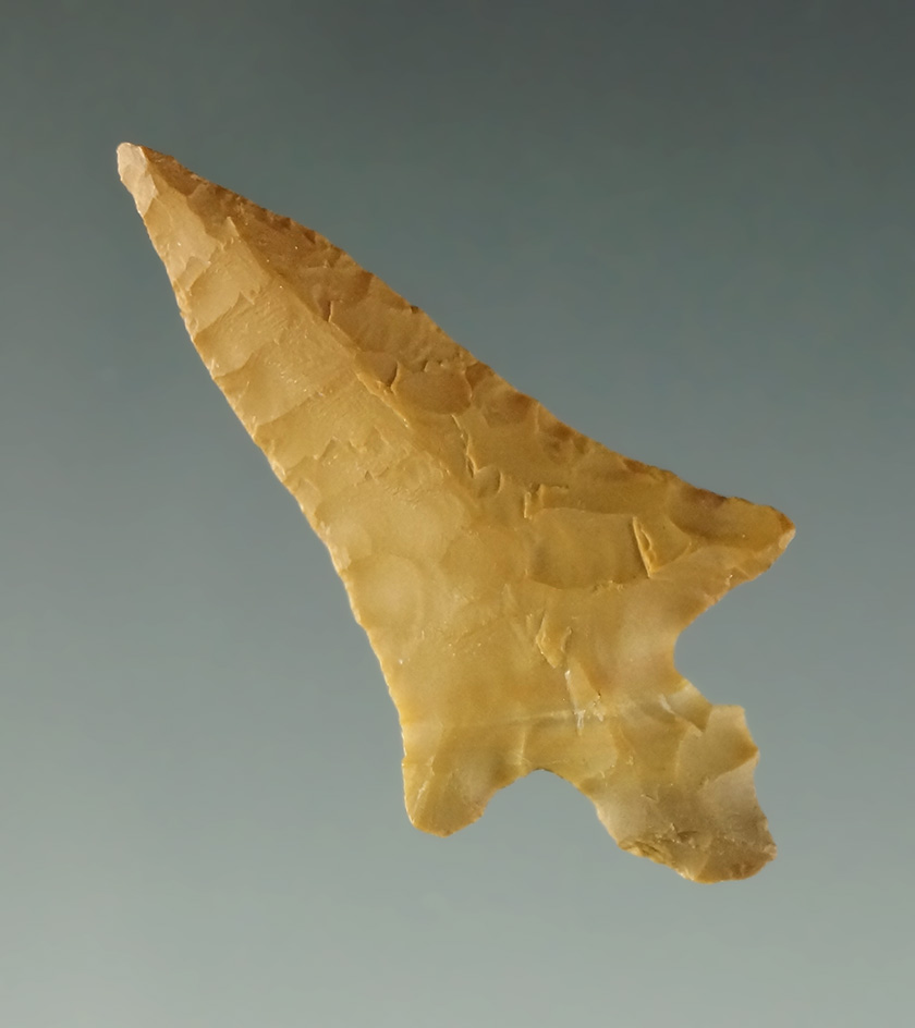 Classic style 2 1/4" Hayes Point found at the Bowman Site in Little Rock Co., Arkansas.