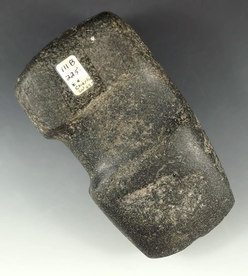 4 5/16" long 3/4 grooved Hardstone Axe found in Missouri. Ex. Charlie West collection.