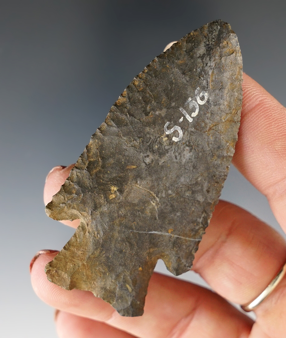 Nice! 2 3/4" Hardin Barbed found in Lafayette Co., Indiana in very nice condition.