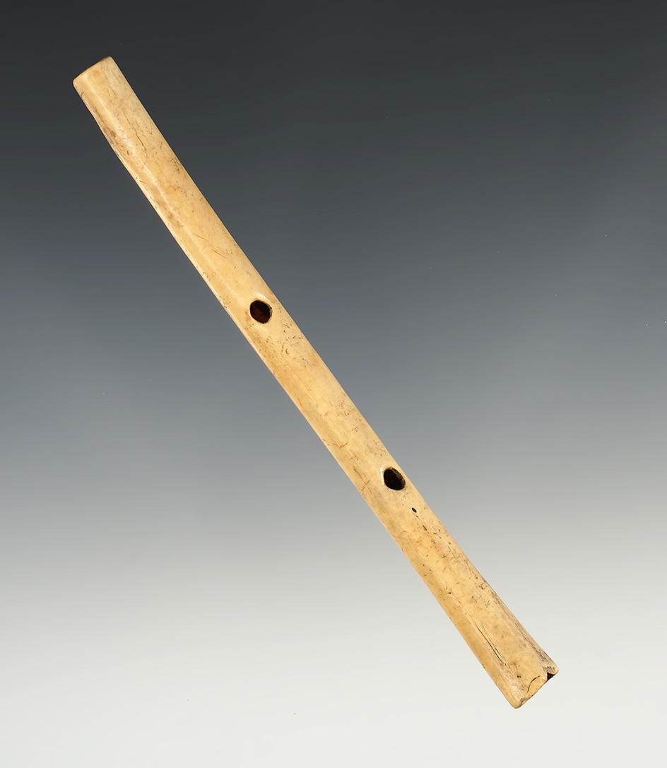 5 1/4" drilled bone flute in excellent condition found in Sandoval Co., New Mexico.