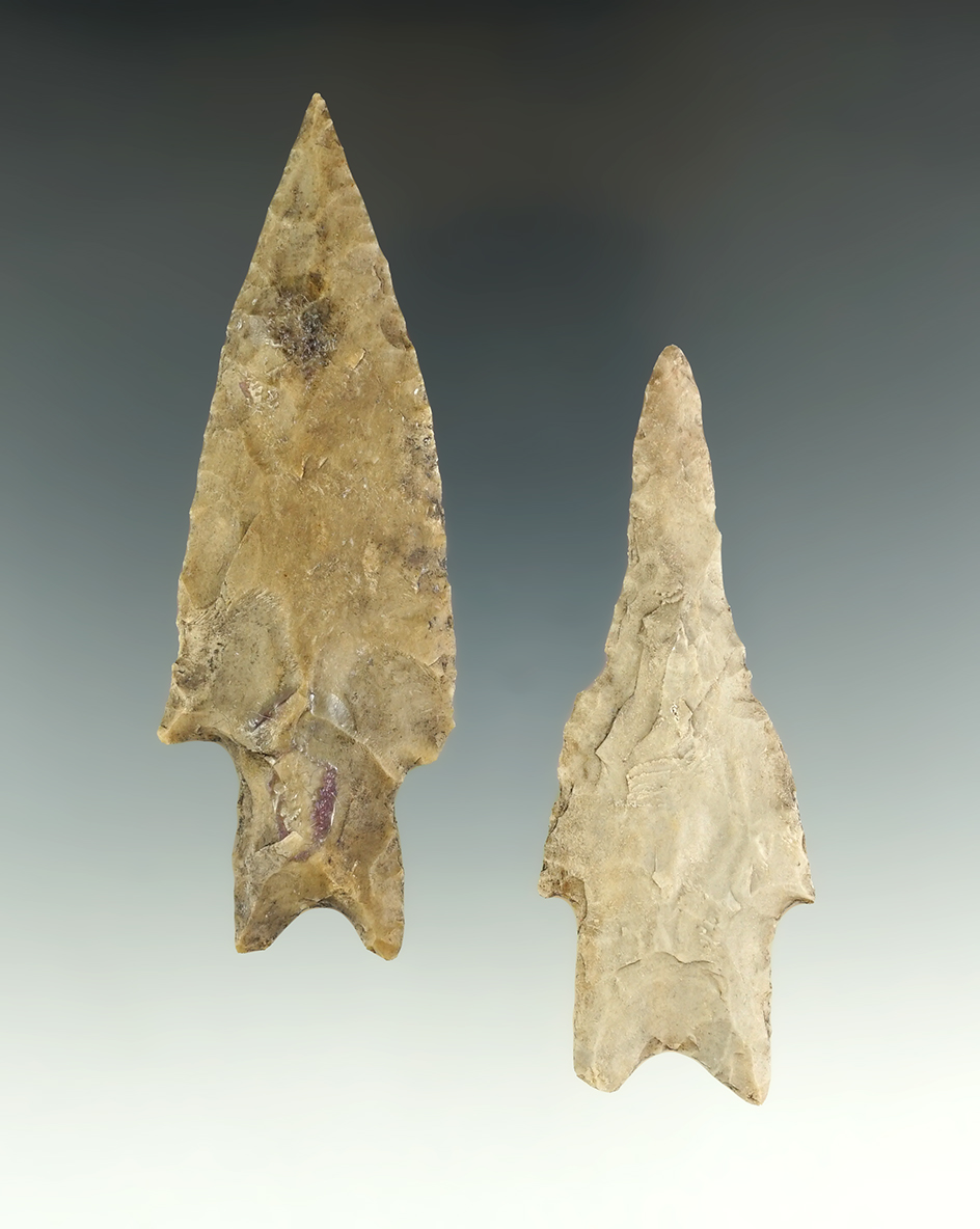 Pair of Pedernales points, one is a drill form. Largest is 3 5/8".