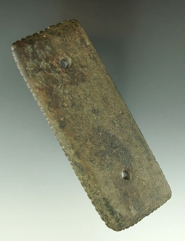 Ex. Wachtel! Pictured in Who's Who #1!  Simply incredible 4 1/2" green chlorite Gorget - Michigan.