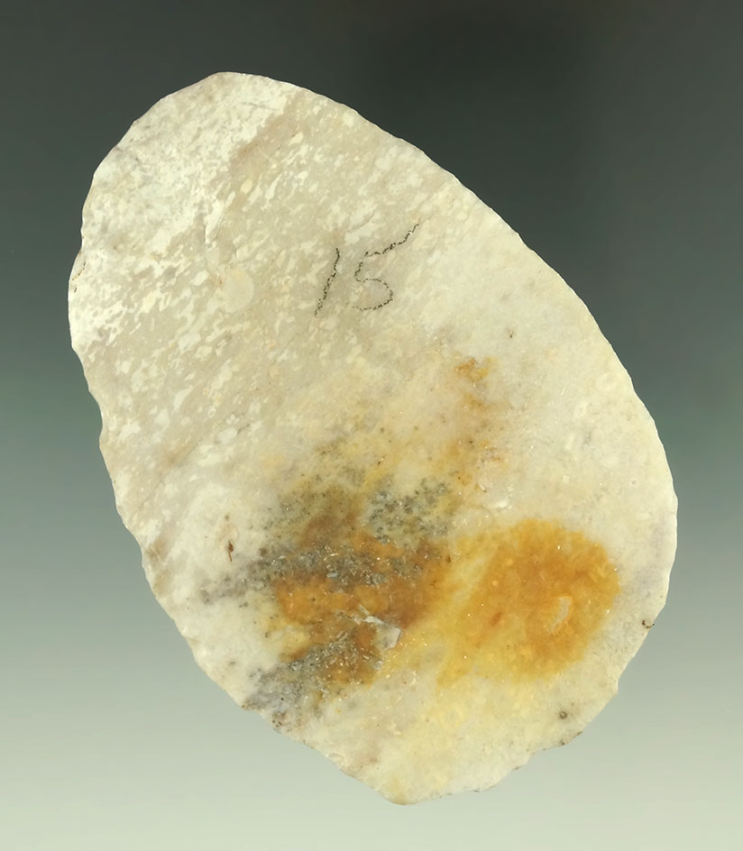 Large 3 3/4" Flint Ridge Flint Uniface Scraper found in Ohio.