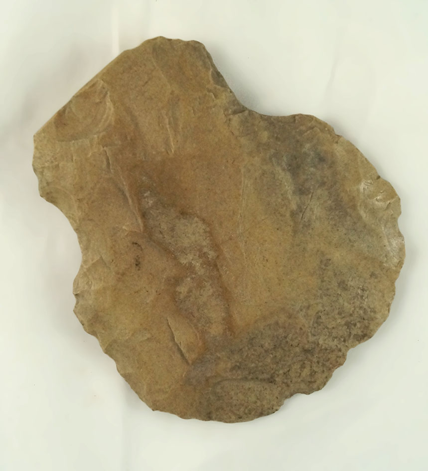 5 1/4" notched Hoe made from Mill Creek chert found in Illinois.