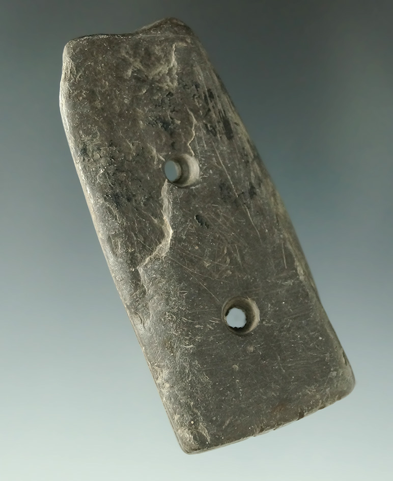 3" heavily patinated slate Gorget found in New Jersey.