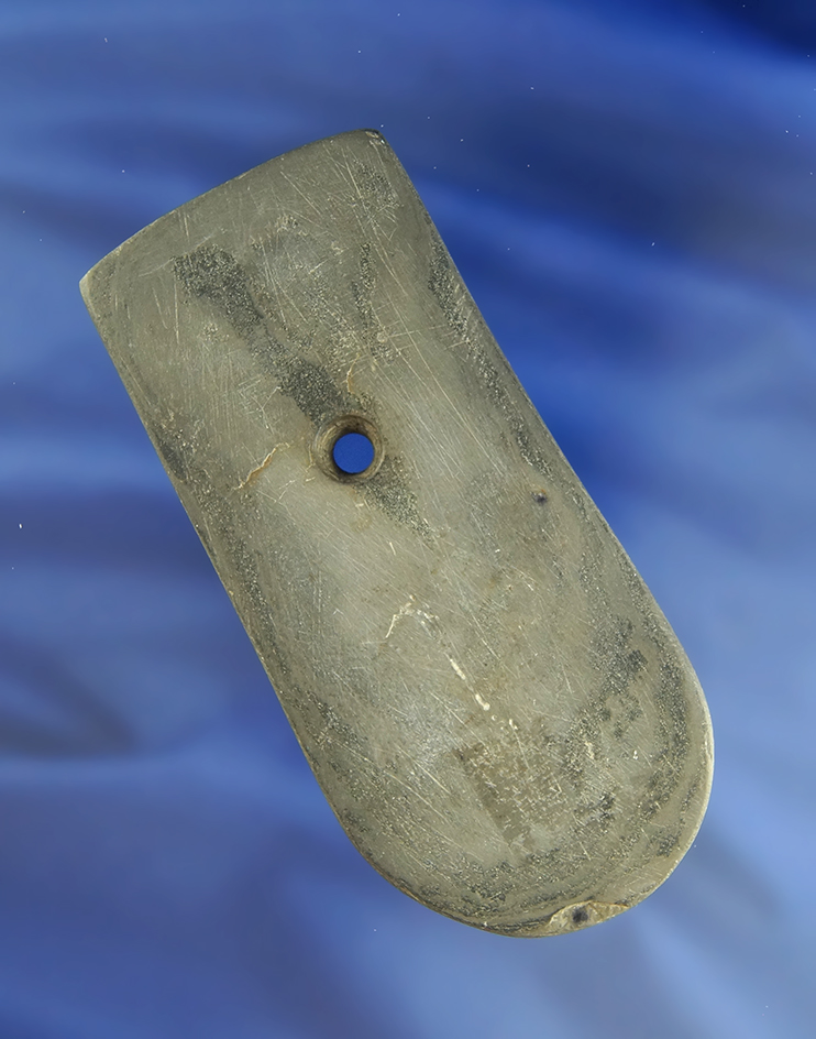 4 1/16" glacial slate Keyhole Pendant found in Greene Co.,  Ohio. Ex. Bill Watts collection.