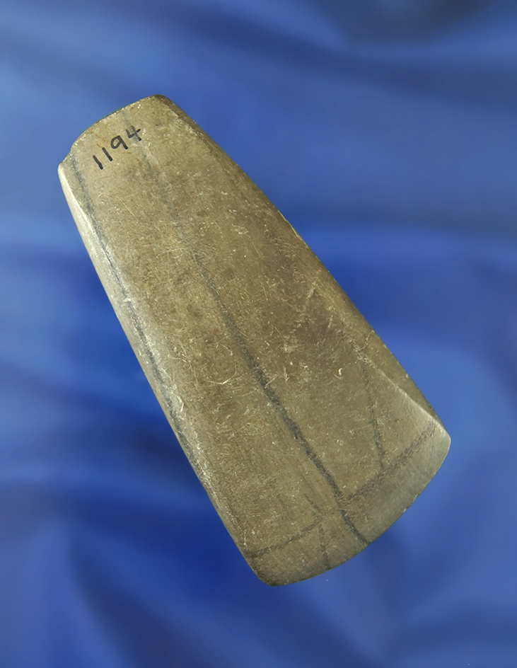 Highly polished 3 3/16" banded slate Celt found in Marion Co.,  Ohio.