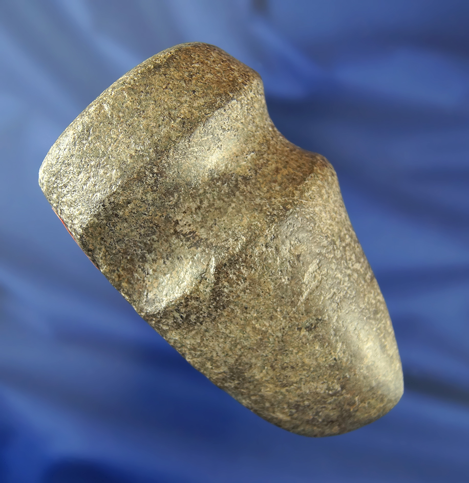 Excellent polish  on this well defined 3 7/8" long 3/4 grooved Axe found by E. Chadwick in Ohio.