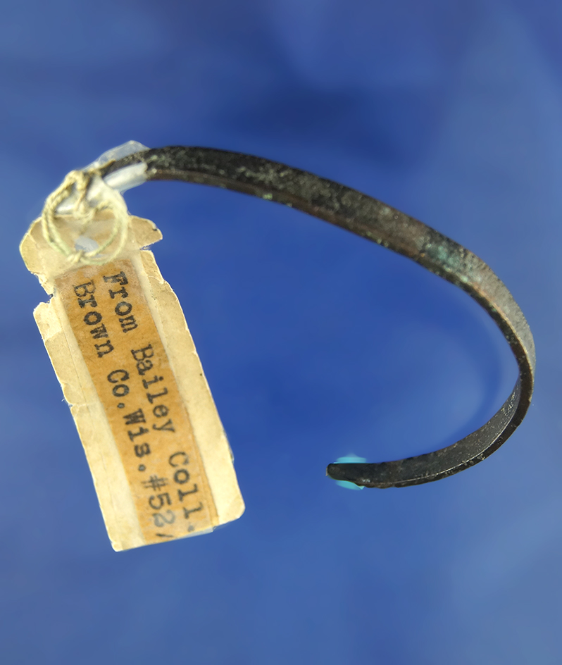 2 9/16" Copper Bracelet- nice designs on ends from the Bailey Collection - Wisconsin. Motley COA.