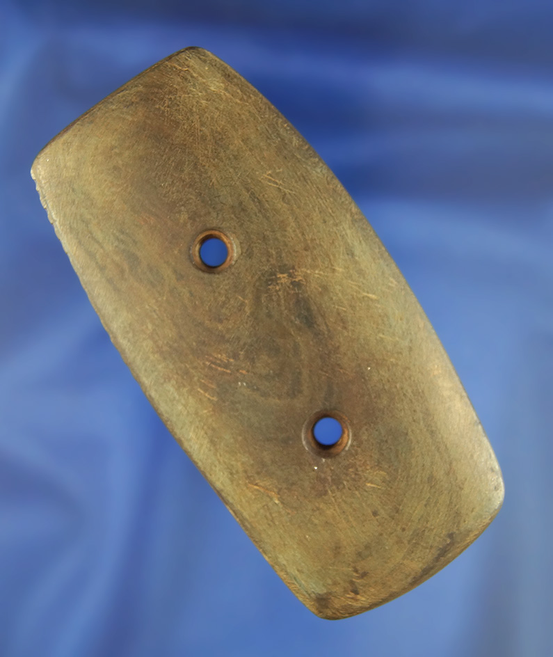 Excellent tallies on this  3 15/16" Gorget with 14 tally marks on one side found in Ohio.