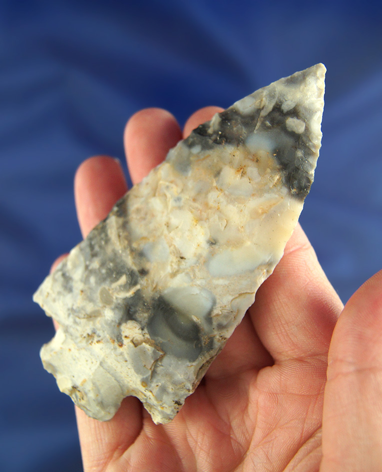 Exceptional material color on this 3 3/4" Mozarkite Flint Knife  found in Cole Co.,  Missouri.
