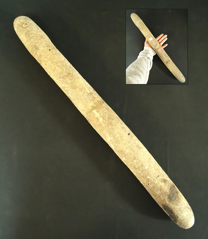 Very large 19 1/2" Roller Pestle found in Delaware Co.,  Ohio with a restored break at the mid secti
