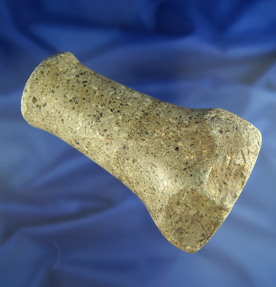 Nicely polished 5 1/8" bell Pestle with Nutting divot in base found in Pike Co.,  Ohio.