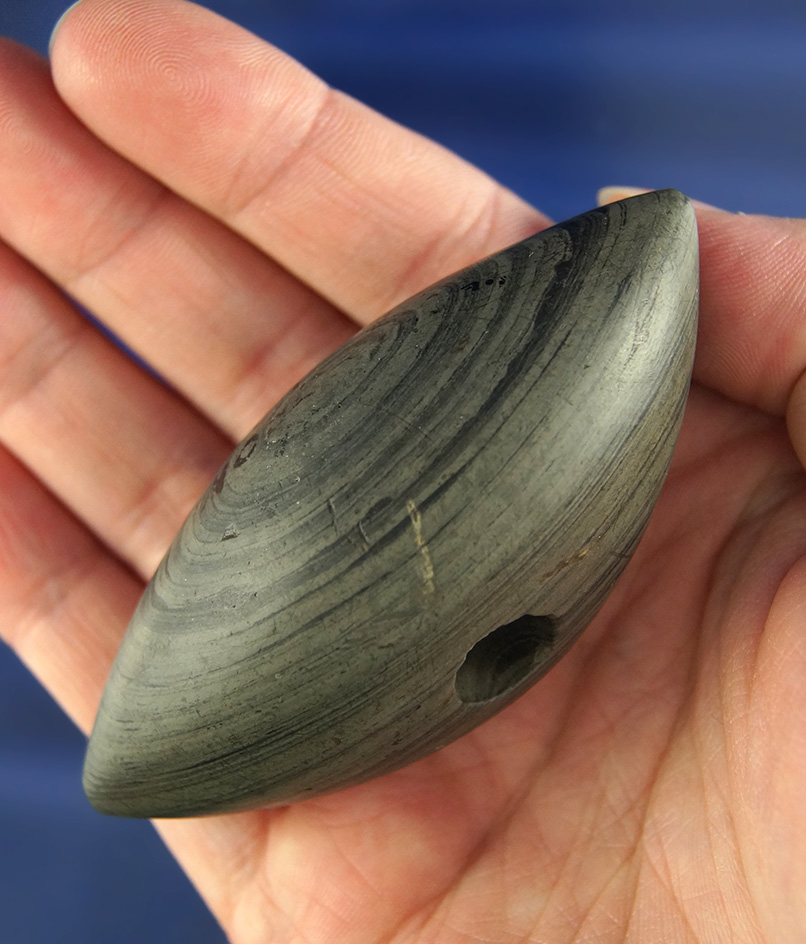 3 1/8" Pick Bannerstone made from beautifully banded slate found in Ohio. Ex. Cameron Parks