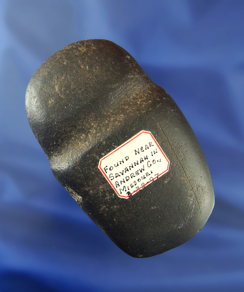 3 7/8" highly polished full groove Axe found near Savannah, Andrew Co., Missouri on March 28, 1997
