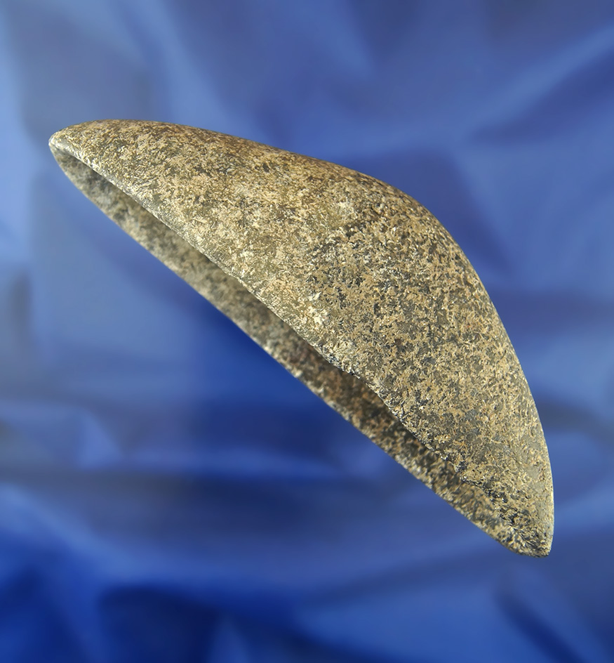 Very large and nicely styled 5 1/4" granite Boatstone found in Ohio that is half restored.