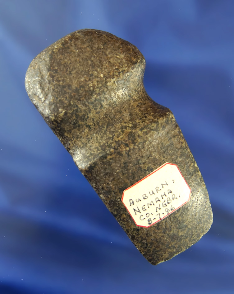 3 3/4" Miniature 3/4 grooved Axe found in Auburn, Nemaha Co., Nebraska
