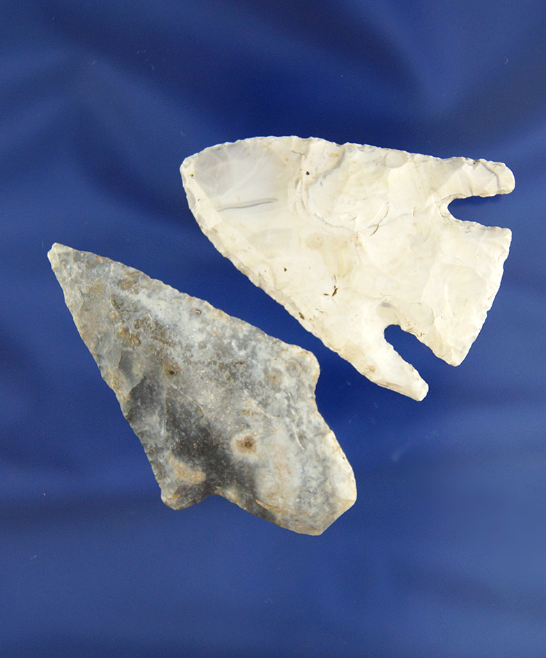 Pair of nicely styled  artifacts including a 2 5/8" Dickson and a 2 1/4" Basal Notch - Cole Co.,  Mi