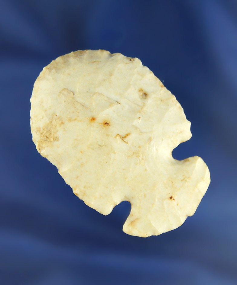 well styled 2 3/16" Flint Ridge Flint Dovetail scraper found in Crawford Co., Ohio. Ex. Jeff Doren