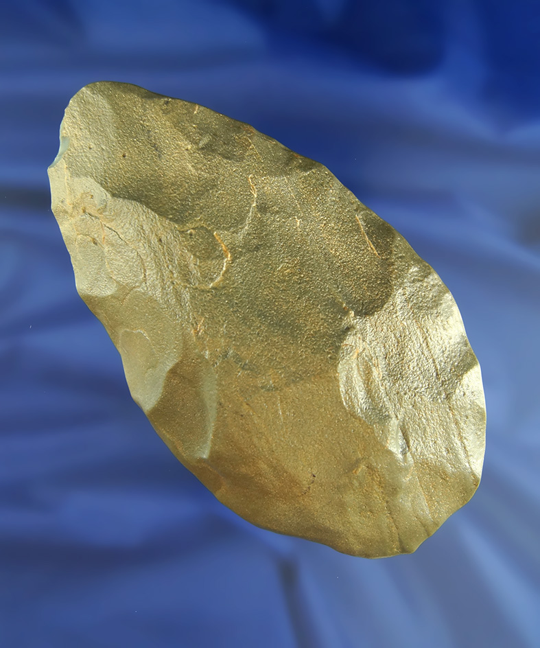 5 1/4" long nicely water polished hand Axe made from beautiful green flint found in Missouri.