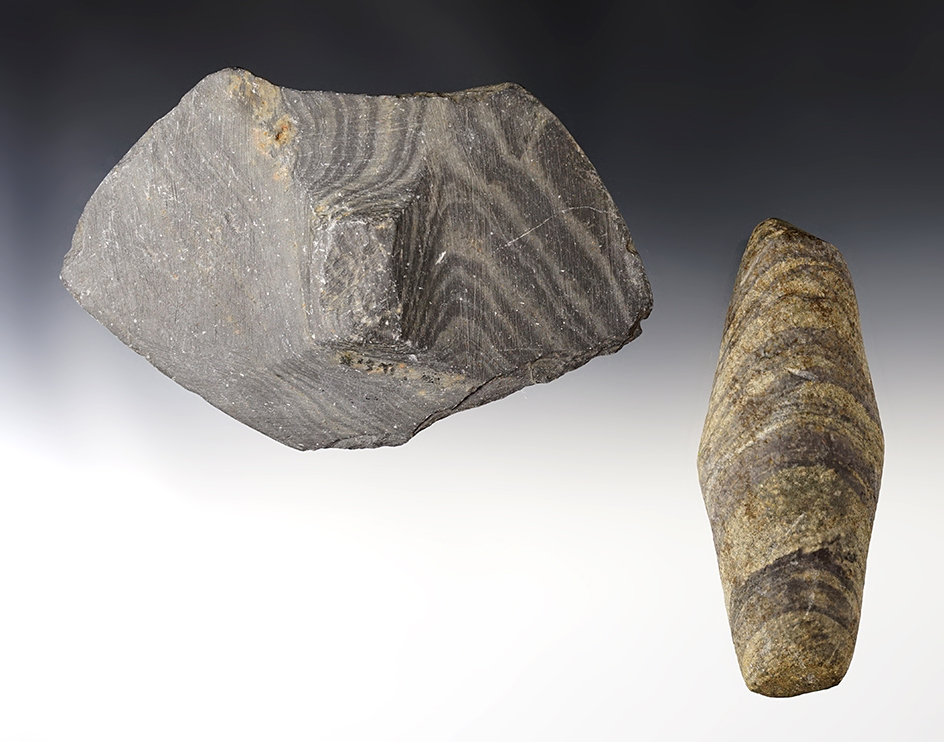 Pair of nicely made Ohio Bannerstone Preforms in excellent condition. The largest is 5 15/16".