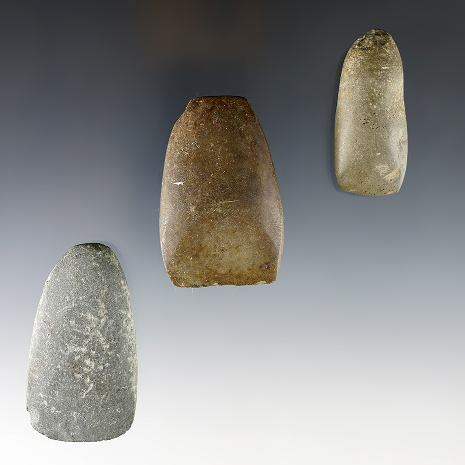 Set of 3 nicely made small Ohio Celts in great condition. The largest is 2 5/8".