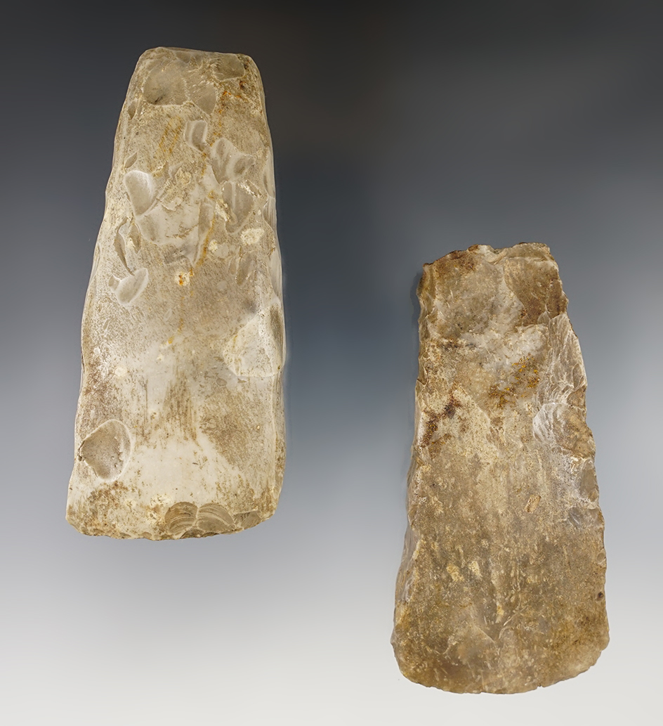 Pair of nice Flint Celts found in Denmark. The largest is 4 1/4".