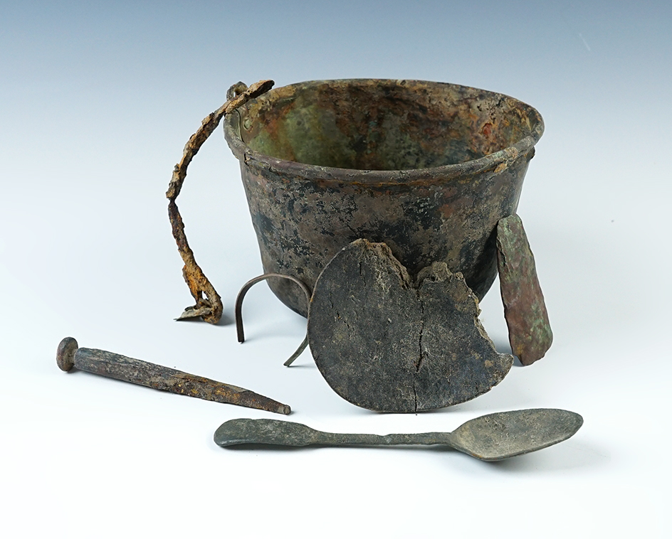 Group of metal artifacts recovered on the Burrell Creek site in Geneva Co., New York. 