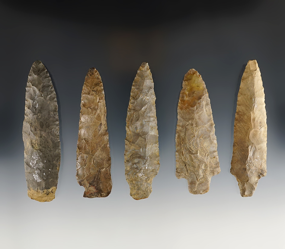 Set of 5 nicely made Stemmed Knives found in the Tennessee/Kentucky area.