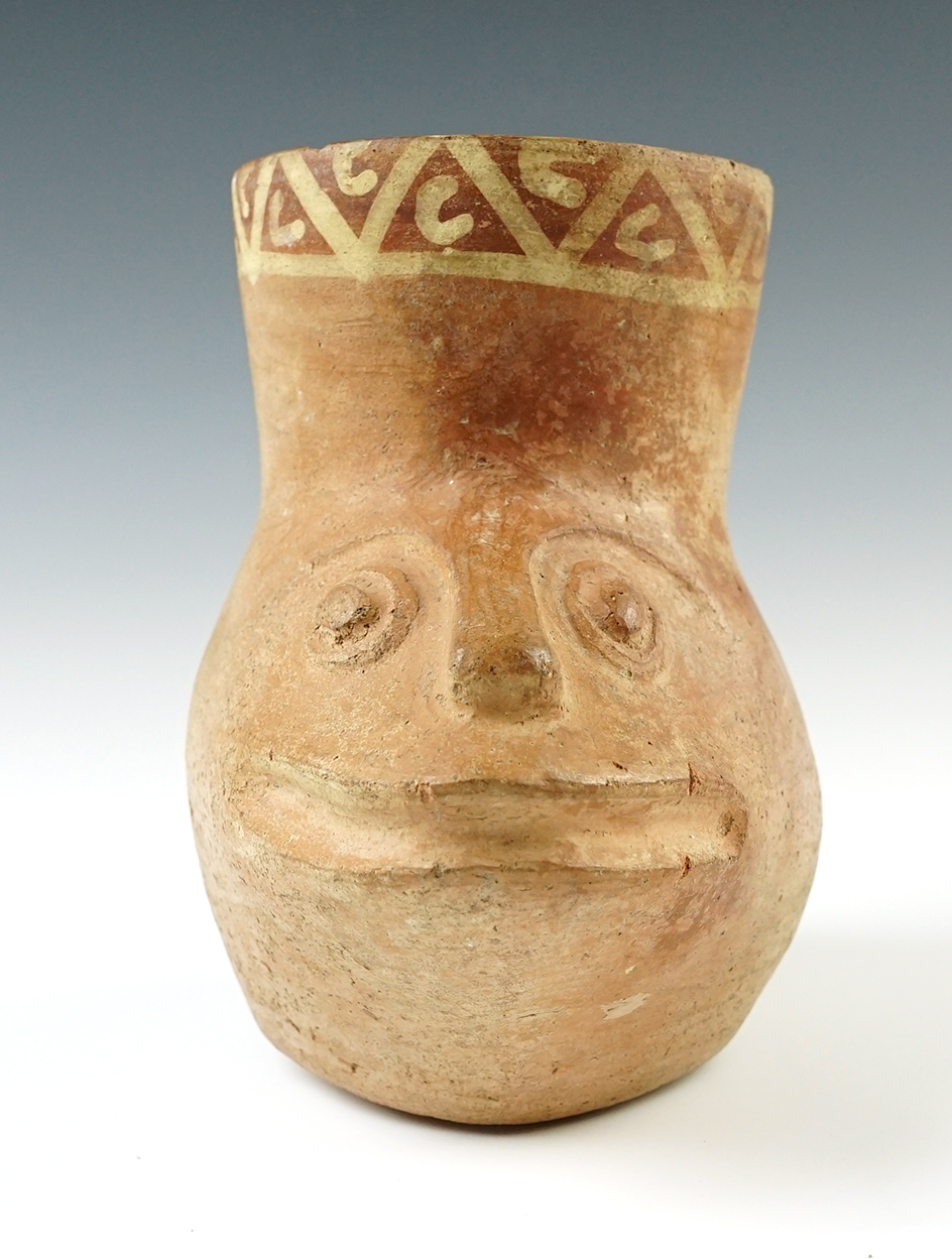Nice 6 1/4" tall Pre-Columbian Narino Effigy Pottery Vessel in solid condition. Found in Ecuador.