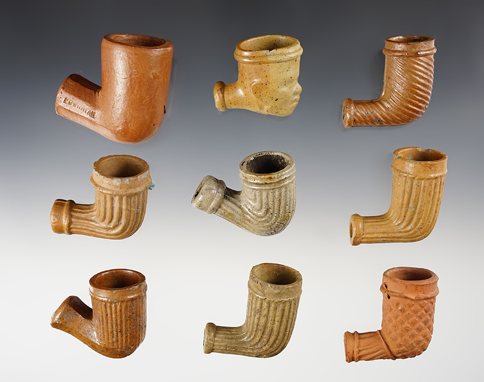 Set of 9 Historic Trade Pipes in great condition. The largest is 2".